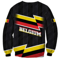 Belgium Sweatshirt with Black Red Yellow Lightning Flag Stripe Spirit