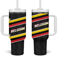 Belgium Tumbler With Handle with Black Red Yellow Lightning Flag Stripe Spirit