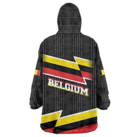 Belgium Wearable Blanket Hoodie with Black Red Yellow Lightning Flag Stripe Spirit
