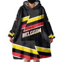 Belgium Wearable Blanket Hoodie with Black Red Yellow Lightning Flag Stripe Spirit