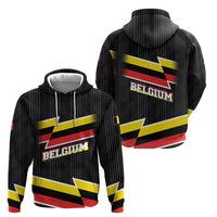 Belgium Zip Hoodie with Black Red Yellow Lightning Flag Stripe Spirit
