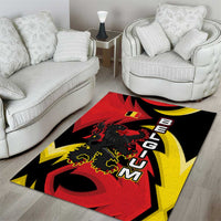 Belgium Area Rug with Black Red Lion Crest Flag Flame Spirit