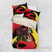 Belgium Bedding Set with Black Red Lion Crest Flag Flame Spirit