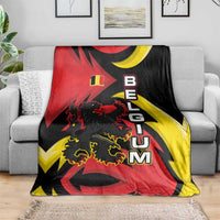 Belgium Blanket with Black Red Lion Crest Flag Flame Spirit