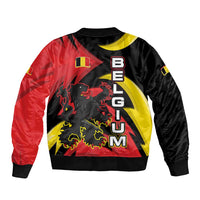 Belgium Bomber Jacket with Black Red Lion Crest Flag Flame Spirit