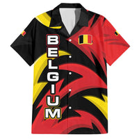 Belgium Family Matching Puletasi and Hawaiian Shirt with Black Red Lion Crest Flag Flame Spirit