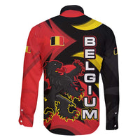 Belgium Family Matching Short Sleeve Bodycon Dress and Hawaiian Shirt with Black Red Lion Crest Flag Flame Spirit