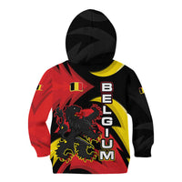 Belgium Kid Hoodie with Black Red Lion Crest Flag Flame Spirit