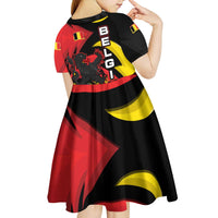 Belgium Kid Short Sleeve Dress with Black Red Lion Crest Flag Flame Spirit