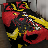 Belgium Quilt Bed Set with Black Red Lion Crest Flag Flame Spirit