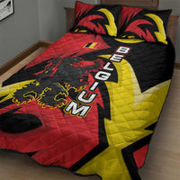 Belgium Quilt Bed Set with Black Red Lion Crest Flag Flame Spirit