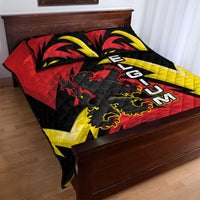 Belgium Quilt Bed Set with Black Red Lion Crest Flag Flame Spirit