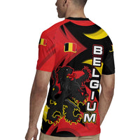 Belgium Rugby Jersey with Black Red Lion Crest Flag Flame Spirit
