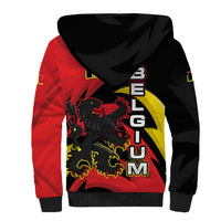 Belgium Sherpa Hoodie with Black Red Lion Crest Flag Flame Spirit