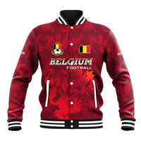 Belgium Baseball Jacket with Football Red Map Crest Rose Spirit