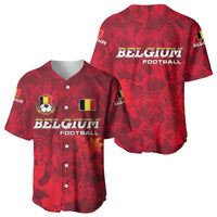 Belgium Baseball Jersey with Football Red Map Crest Rose Spirit