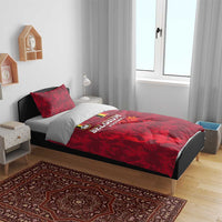 Belgium Bedding Set with Football Red Map Crest Rose Spirit