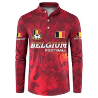 Belgium Button Sweatshirt with Football Red Map Crest Rose Spirit