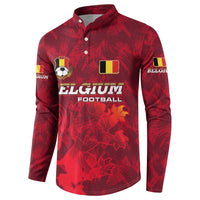 Belgium Button Sweatshirt with Football Red Map Crest Rose Spirit