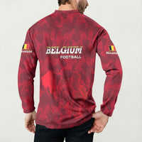 Belgium Button Sweatshirt with Football Red Map Crest Rose Spirit