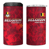 Belgium 4 in 1 Can Cooler Tumbler with Football Red Map Crest Rose Spirit