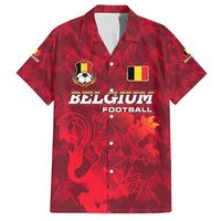 Belgium Family Matching Off Shoulder Maxi Dress and Hawaiian Shirt with Football Red Map Crest Rose Spirit