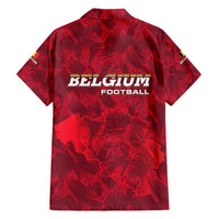 Belgium Family Matching Off Shoulder Maxi Dress and Hawaiian Shirt with Football Red Map Crest Rose Spirit
