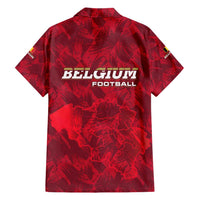 Belgium Family Matching Short Sleeve Bodycon Dress and Hawaiian Shirt with Football Red Map Crest Rose Spirit
