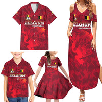Belgium Family Matching Summer Maxi Dress and Hawaiian Shirt with Football Red Map Crest Rose Spirit