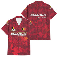 Belgium Family Matching Summer Maxi Dress and Hawaiian Shirt with Football Red Map Crest Rose Spirit