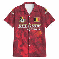 Belgium Hawaiian Shirt with Football Red Map Crest Rose Spirit