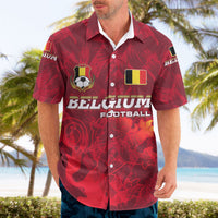 Belgium Hawaiian Shirt with Football Red Map Crest Rose Spirit