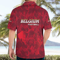 Belgium Hawaiian Shirt with Football Red Map Crest Rose Spirit