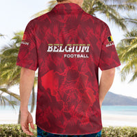Belgium Hawaiian Shirt with Football Red Map Crest Rose Spirit
