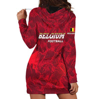 Belgium Hoodie Dress with Football Red Map Crest Rose Spirit