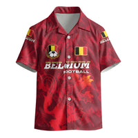 Belgium Kid Hawaiian Shirt with Football Red Map Crest Rose Spirit