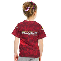 Belgium Kid T Shirt with Football Red Map Crest Rose Spirit