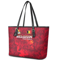 Belgium Leather Tote Bag with Football Red Map Crest Rose Spirit