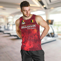 Belgium Men Tank Top with Football Red Map Crest Rose Spirit