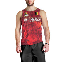 Belgium Men Tank Top with Football Red Map Crest Rose Spirit