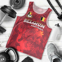 Belgium Men Tank Top with Football Red Map Crest Rose Spirit