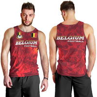 Belgium Men Tank Top with Football Red Map Crest Rose Spirit