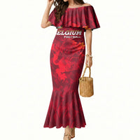Belgium Mermaid Dress with Football Red Map Crest Rose Spirit