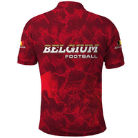 Belgium Polo Shirt with Football Red Map Crest Rose Spirit