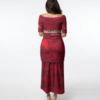 Belgium Puletasi with Football Red Map Crest Rose Spirit