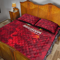 Belgium Quilt Bed Set with Football Red Map Crest Rose Spirit