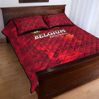 Belgium Quilt Bed Set with Football Red Map Crest Rose Spirit