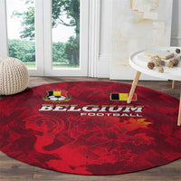 Belgium Round Carpet with Football Red Map Crest Rose Spirit