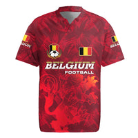 Belgium Rugby Jersey with Football Red Map Crest Rose Spirit