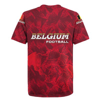Belgium Rugby Jersey with Football Red Map Crest Rose Spirit